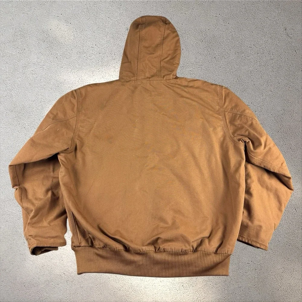 Vintage Y2K Carhartt J130 Jacket Brown Hooded Quilt Lined Sz XL